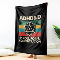 ADHD&D Roll for Concentration Throw Blanket Retro 90s ADHD Roll For Concentration Funny Gamer - Wonder Print Shop
