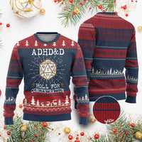 ADHD&D Roll for Concentration Knitted Sweatshirt ADHD Roll For Concentration Funny Gamer - Wonder Print Shop