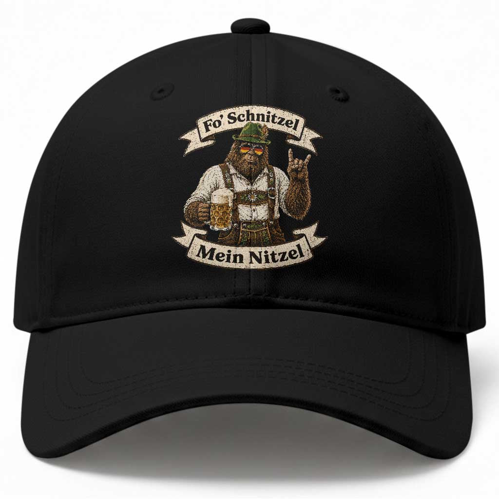 Fo Schnitzel Mein Nitzel Bigfoot Rock On Oktoberfest Baseball Cap Lederhosen Funny German Prost Beer