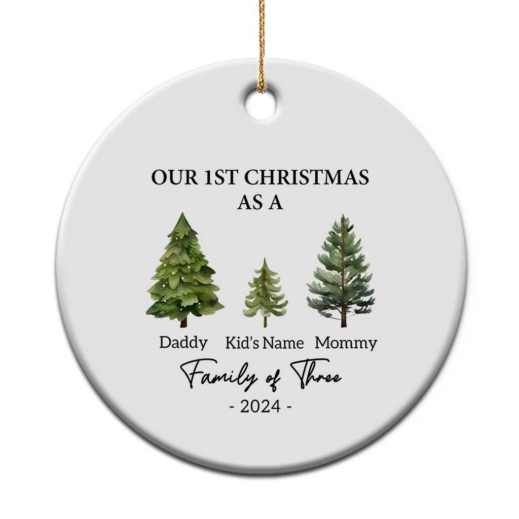 Personalized First Family of Three Christmas Ornament Custom Kid's Name Baby First Christmas - Wonder Print Shop