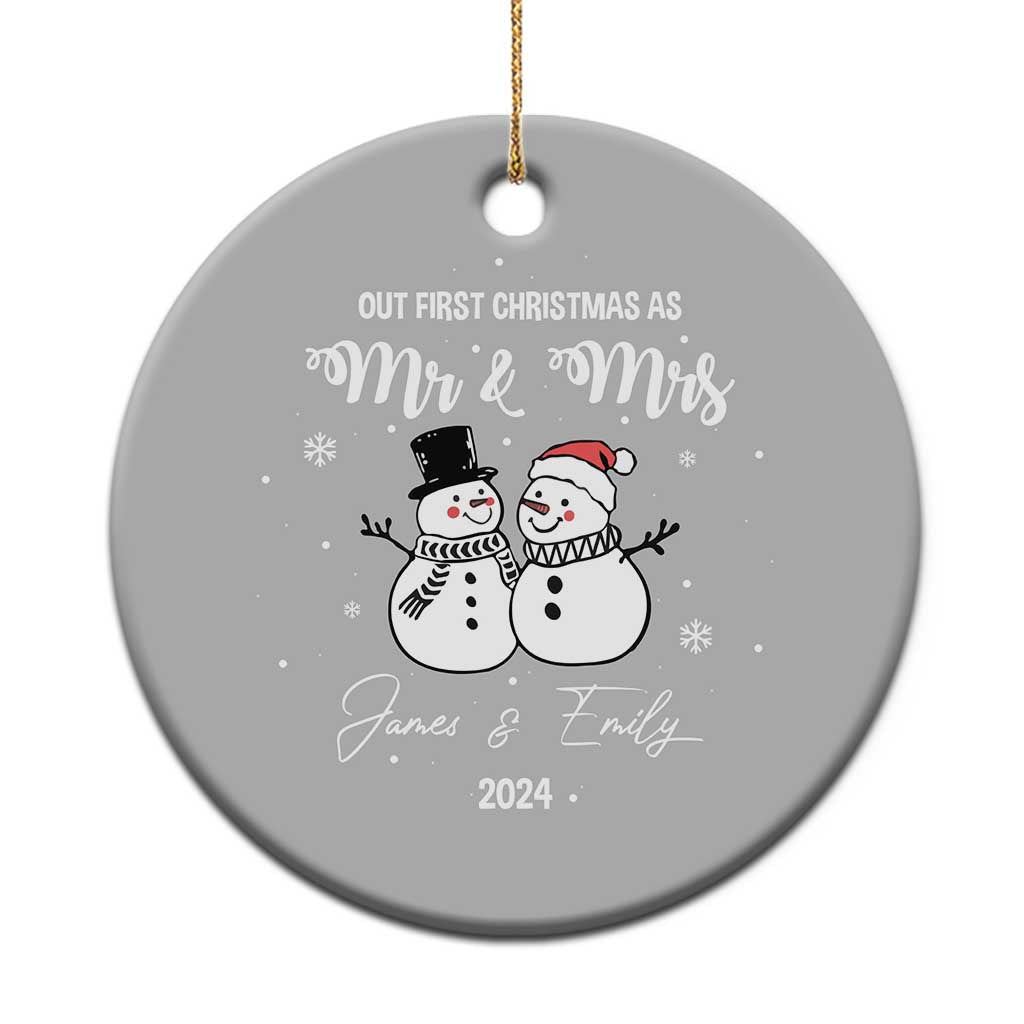 Personalized Mr Mrs Christmas Ornament 2024 Custom Name Our First Xmas Together Wedding Gifts for Couples - Wonder Print Shop