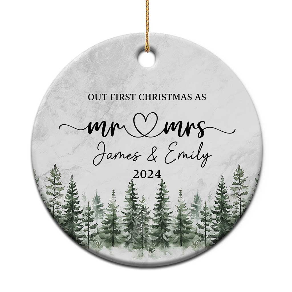 Personalized Mr Mrs Christmas Ornament Custom Name Our First Xmas Together Wedding Gifts for Couples - Wonder Print Shop