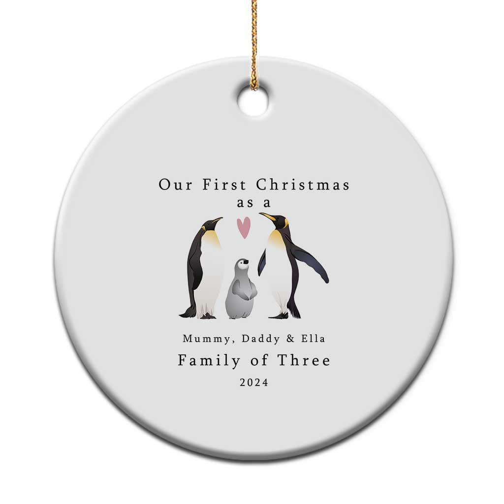 Personalized New Parents Gift Christmas Ornament 2024 Custom Name Our First Christmas As A Family of Three Gifts for Couples Mom Dad - Wonder Print Shop