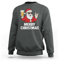 Merry Christmas Funny Santa Drinking Beer Sweatshirt - Wonder Print Shop