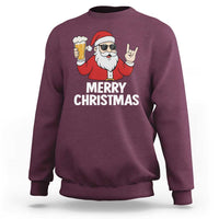 Merry Christmas Funny Santa Drinking Beer Sweatshirt - Wonder Print Shop