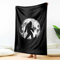 Bigfoot Night Stroll Throw Blanket Cool Full Moon & Trees Sasquatch - Wonder Print Shop