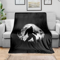 Bigfoot Night Stroll Throw Blanket Cool Full Moon & Trees Sasquatch - Wonder Print Shop
