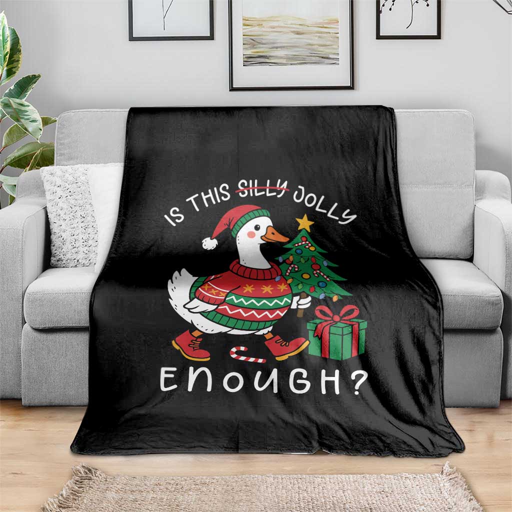 Funny Goose Christmas Throw Blanket Is This Jolly Enough Cute Xmas Duck - Wonder Print Shop