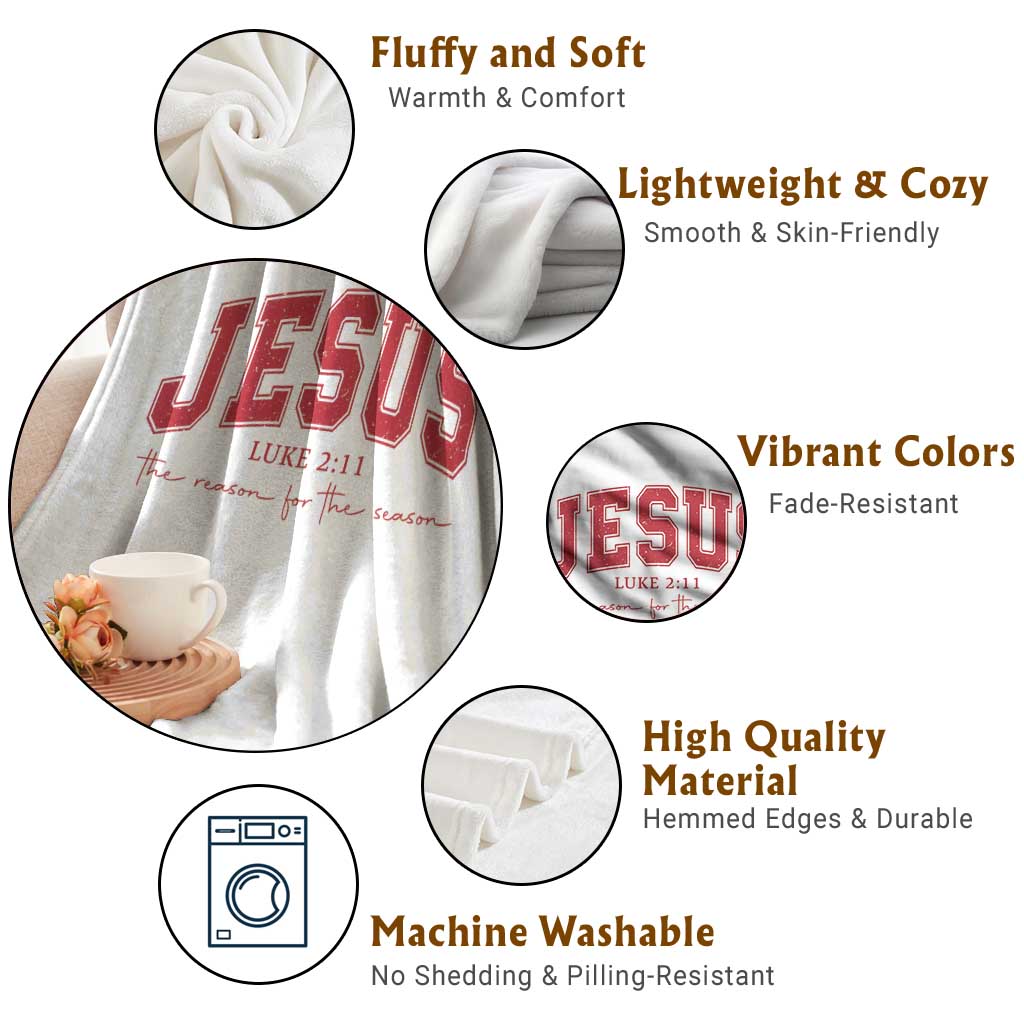 Jesus is the Reason Christmas Throw Blanket Christian Varsity - Wonder Print Shop