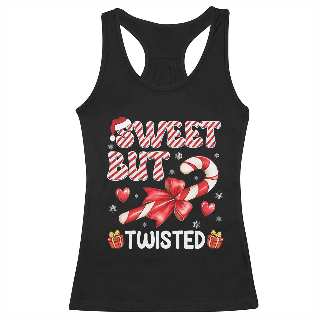 Funny Christmas Racerback Tank Top Sweet But Twisted Candy Cane Xmas Holiday