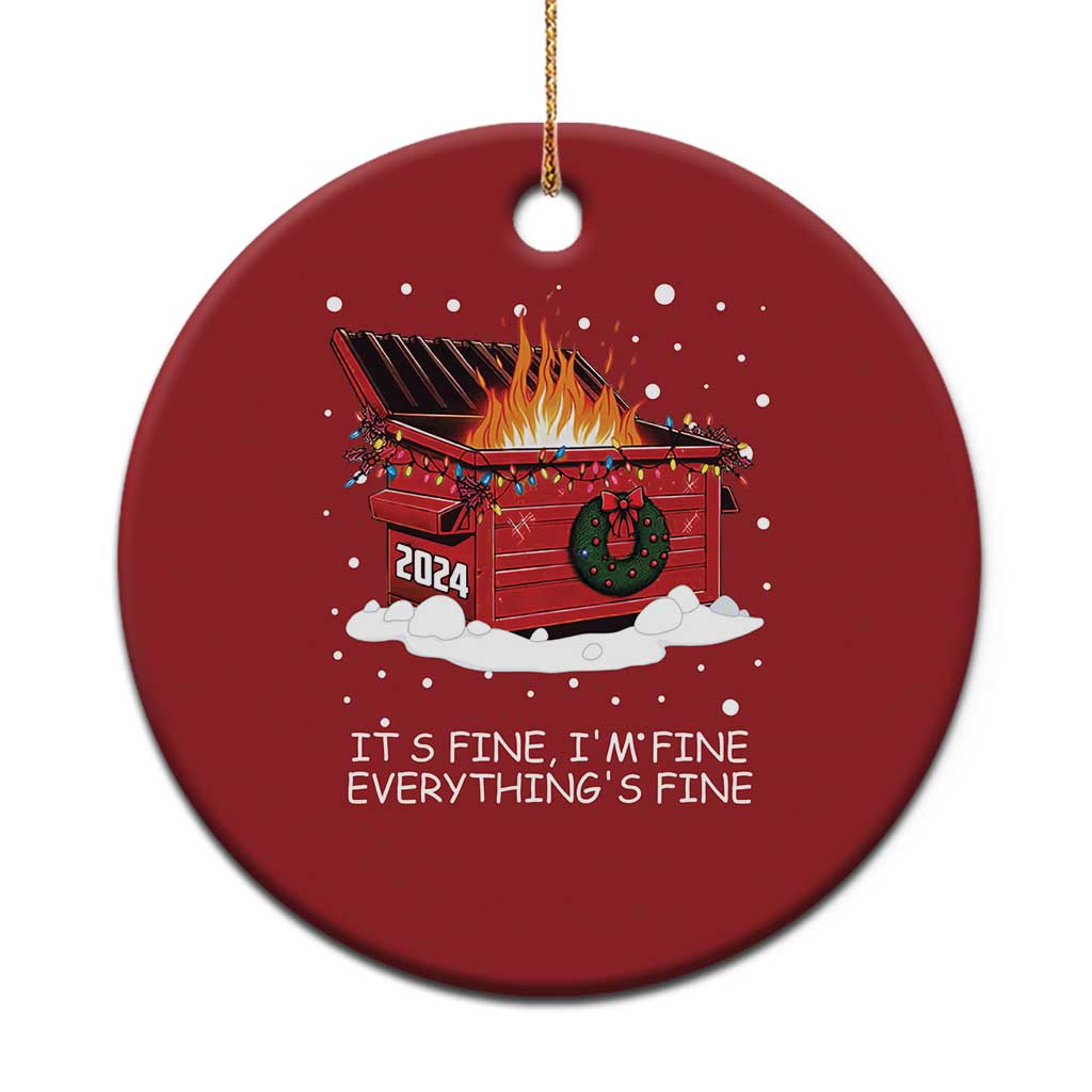 Dumpster Fire Christmas Ornament Everythings Fine Funny Christmas - Wonder Print Shop