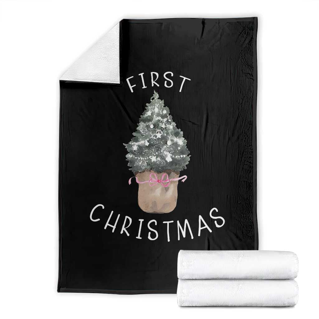My First Christmas Throw Blanket Baby's First Holiday Xmas Tree Bow - Wonder Print Shop