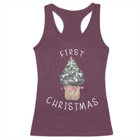 My First Christmas Racerback Tank Top Baby's First Holiday Xmas Tree Bow - Wonder Print Shop