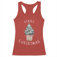 My First Christmas Racerback Tank Top Baby's First Holiday Xmas Tree Bow - Wonder Print Shop