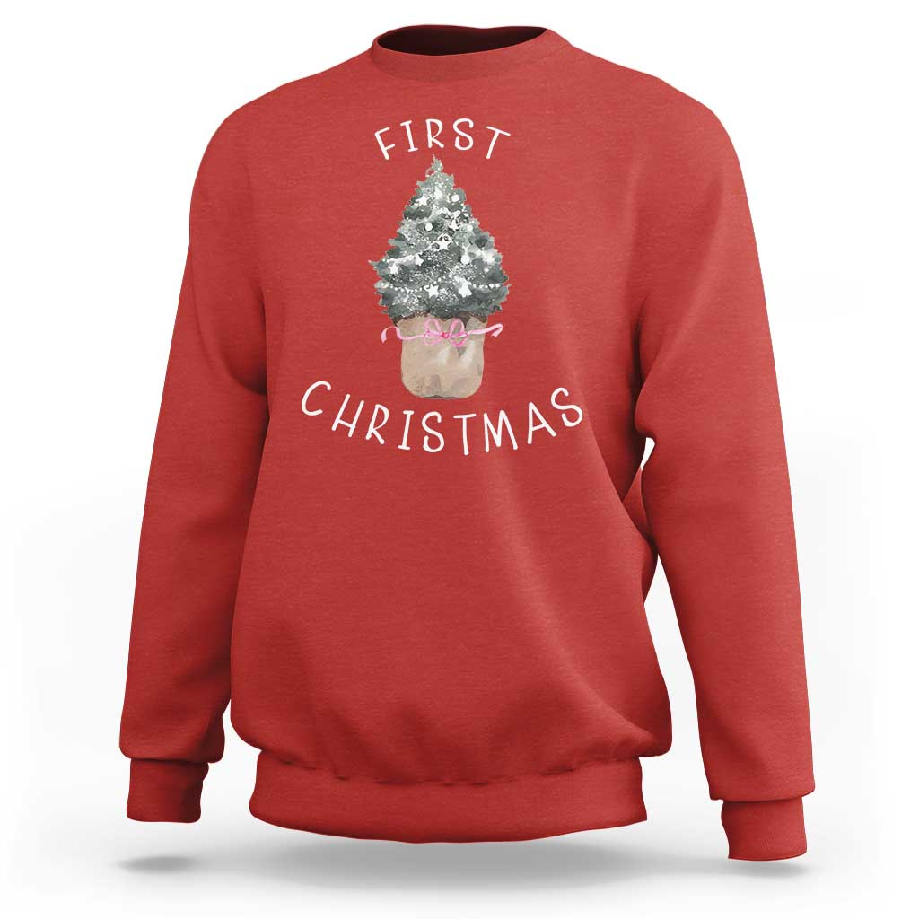 My First Christmas Sweatshirt Baby's First Holiday Xmas Tree Bow - Wonder Print Shop