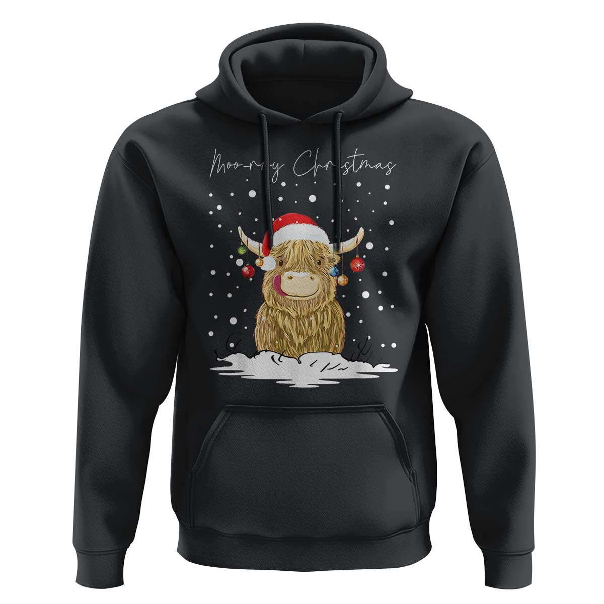 Christmas Cow Hoodie Scottish Highland Cow Moo-rry Christmas