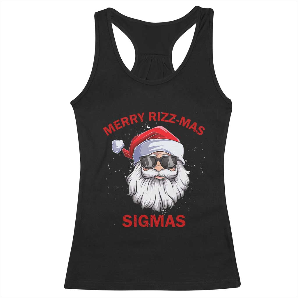 Funny Christmas Santa Racerback Tank Top Merry Rizz Mas Sigmas Gen Alpha Middle School Christmas