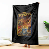 Subtle Abolish Ice Throw Blanket Retro Protest Satirical Graphic Let's Destroy Ice