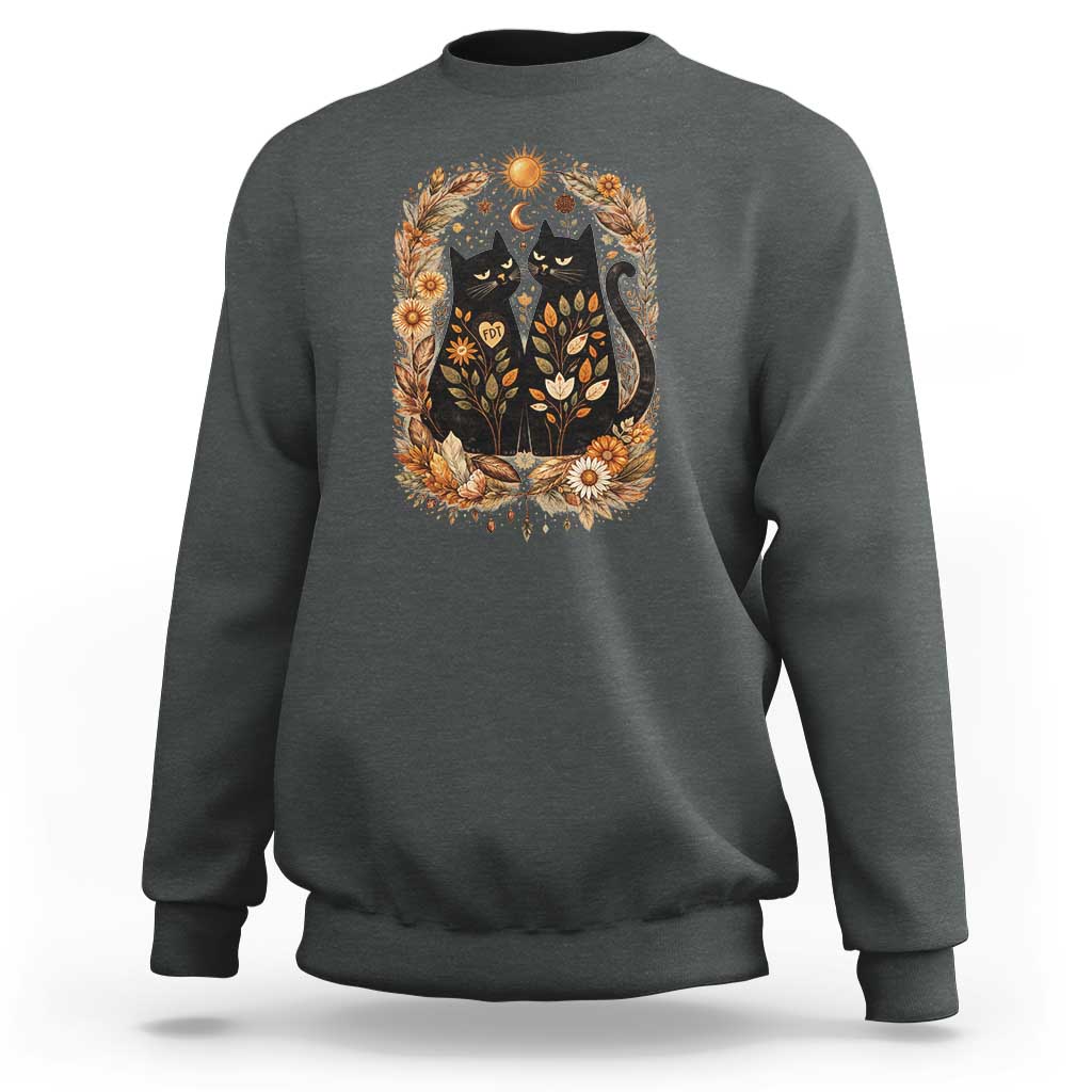 Subtle FDT Sweatshirt Vintage Flower Black Cat Social Activist