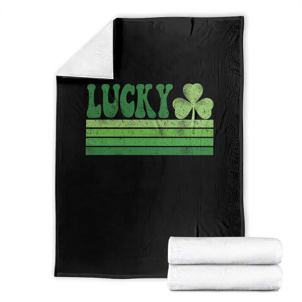 Retro Lucky Throw Blanket St Patricks Day Irish Shamrock