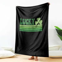 Retro Lucky Throw Blanket St Patricks Day Irish Shamrock