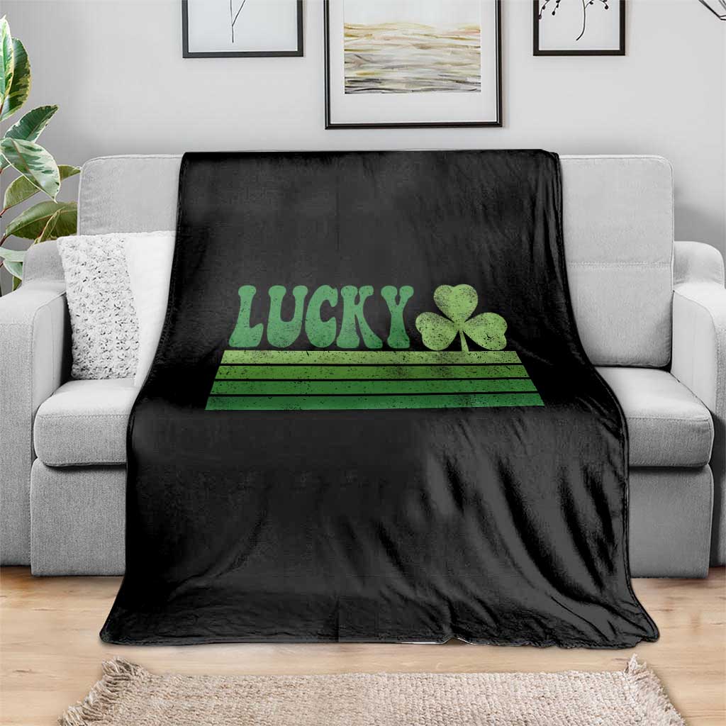 Retro Lucky Throw Blanket St Patricks Day Irish Shamrock