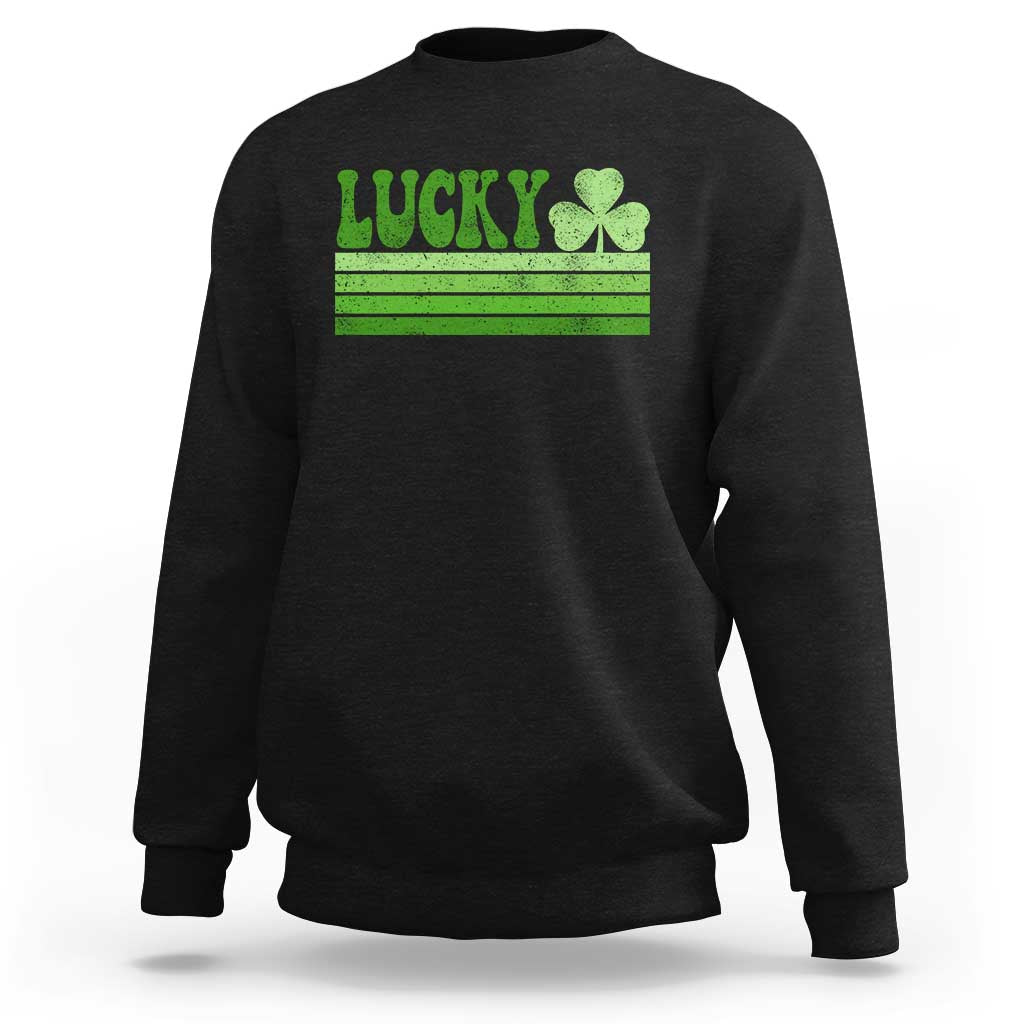 Retro Lucky Sweatshirt St Patricks Day Irish Shamrock