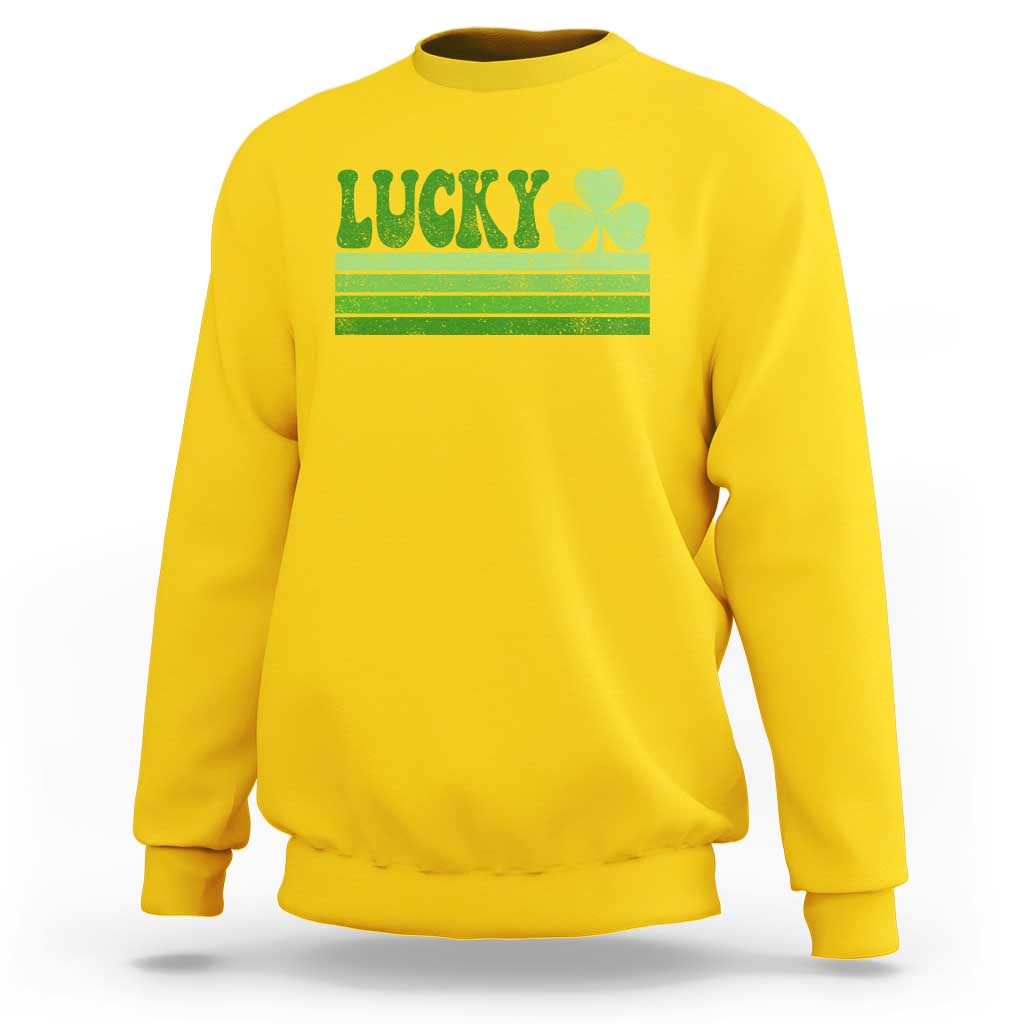 Retro Lucky Sweatshirt St Patricks Day Irish Shamrock