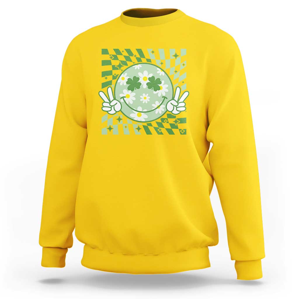 Retro Groovy Shamrock Smile Face St Patricks Day Sweatshirt