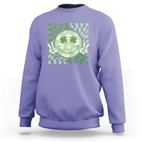 Retro Groovy Shamrock Smile Face St Patricks Day Sweatshirt