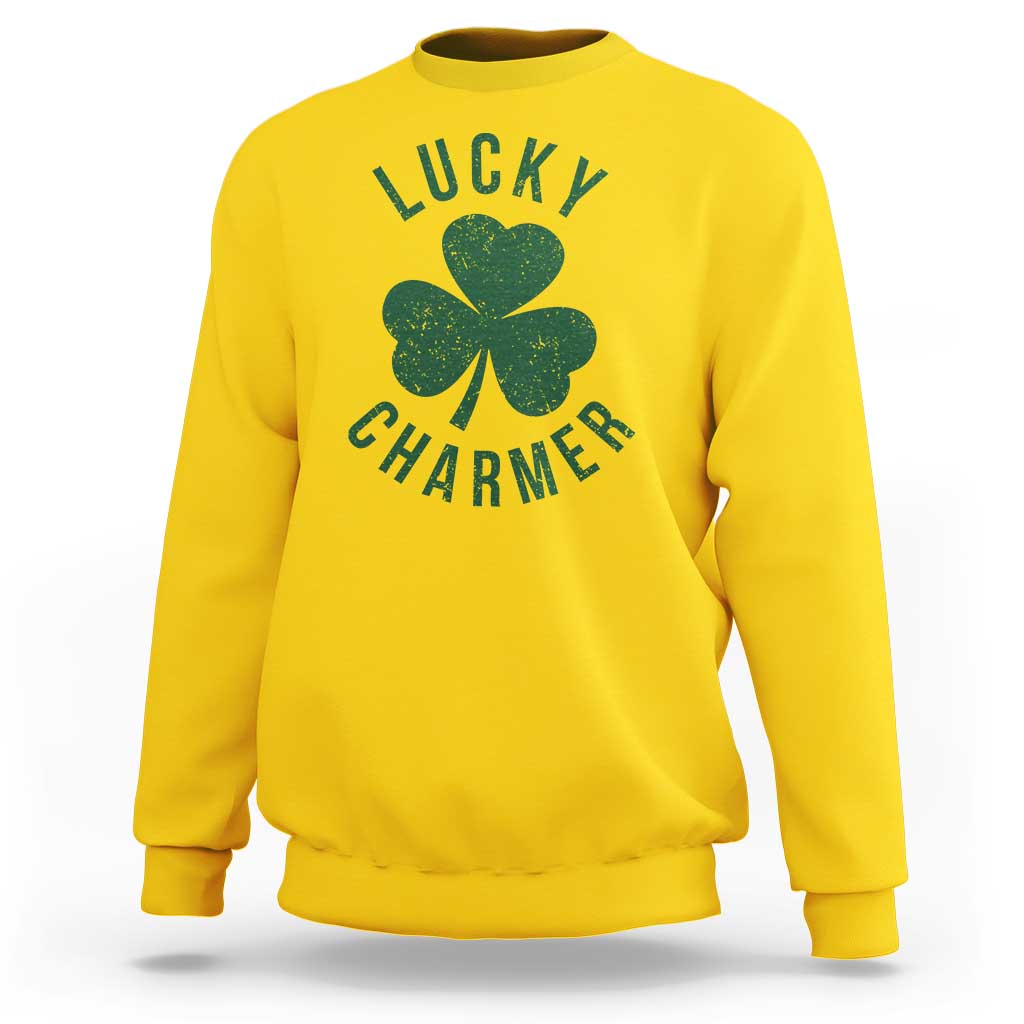 Funny Irish St Patricks Day Shamrock Sweatshirt Lucky Charmer