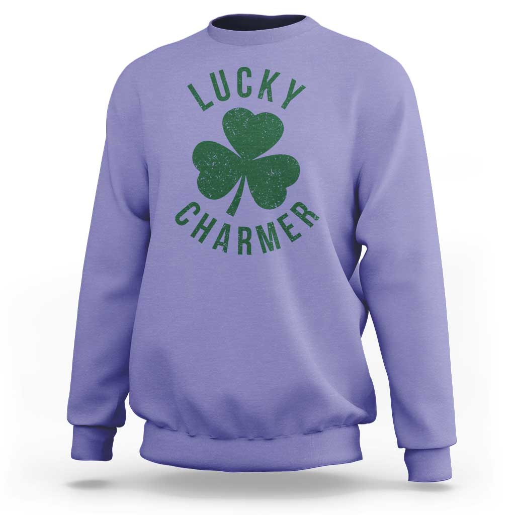 Funny Irish St Patricks Day Shamrock Sweatshirt Lucky Charmer