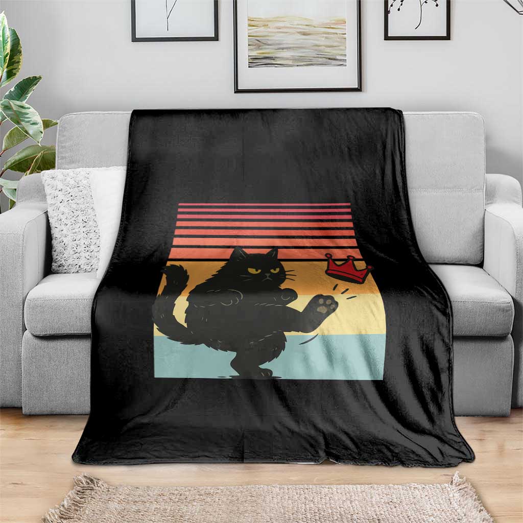 No Kings Black Cat Throw Blanket Funny Kitten Social Justice - Wonder Print Shop