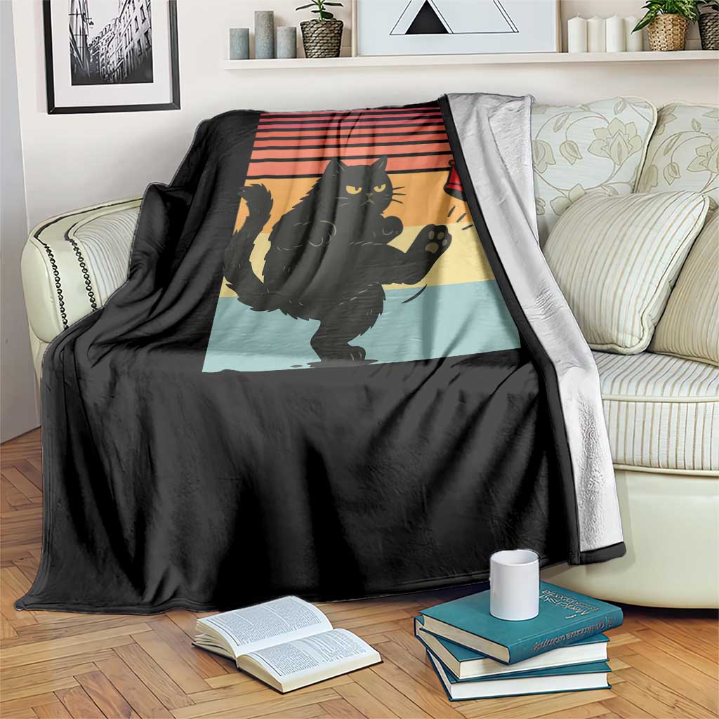 No Kings Black Cat Throw Blanket Funny Kitten Social Justice - Wonder Print Shop