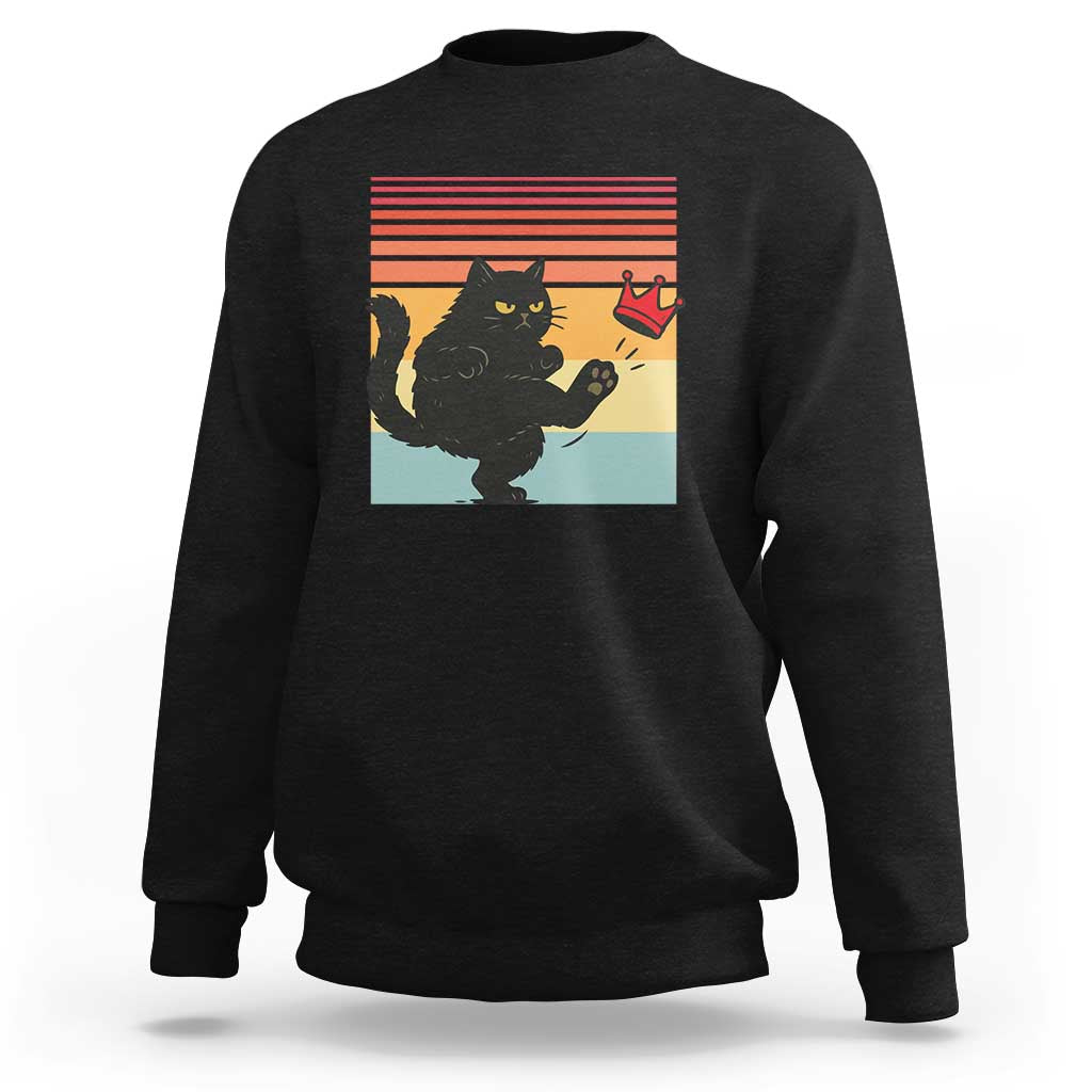 No Kings Black Cat Sweatshirt Funny Kitten Social Justice - Wonder Print Shop