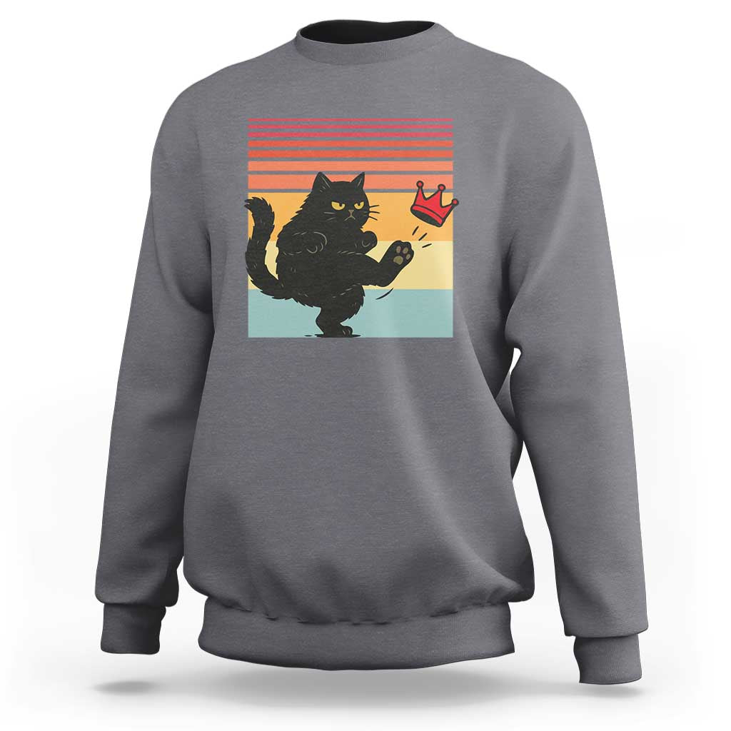 No Kings Black Cat Sweatshirt Funny Kitten Social Justice - Wonder Print Shop