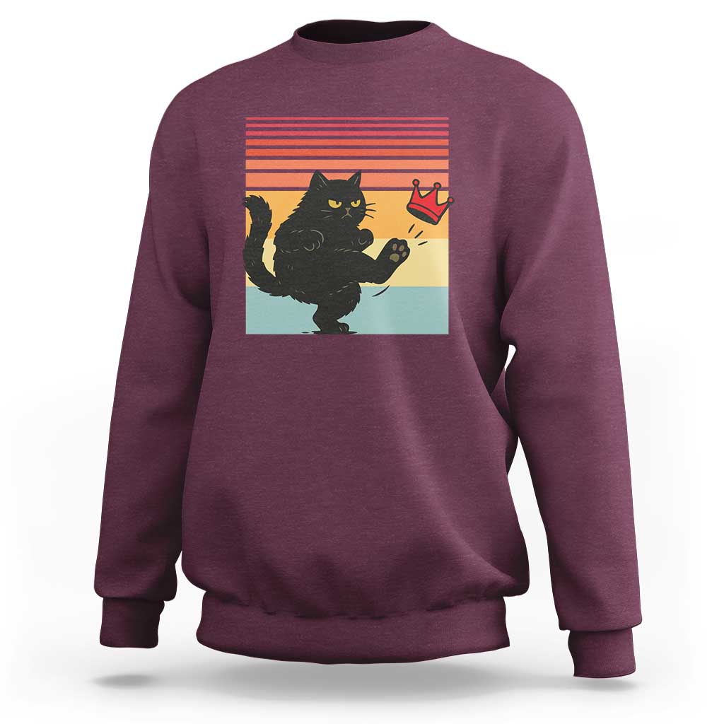 No Kings Black Cat Sweatshirt Funny Kitten Social Justice - Wonder Print Shop