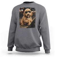 Goldendoodle Drinking Iced Coffee Sweatshirt Grunge Graphic Funny Dog Lover