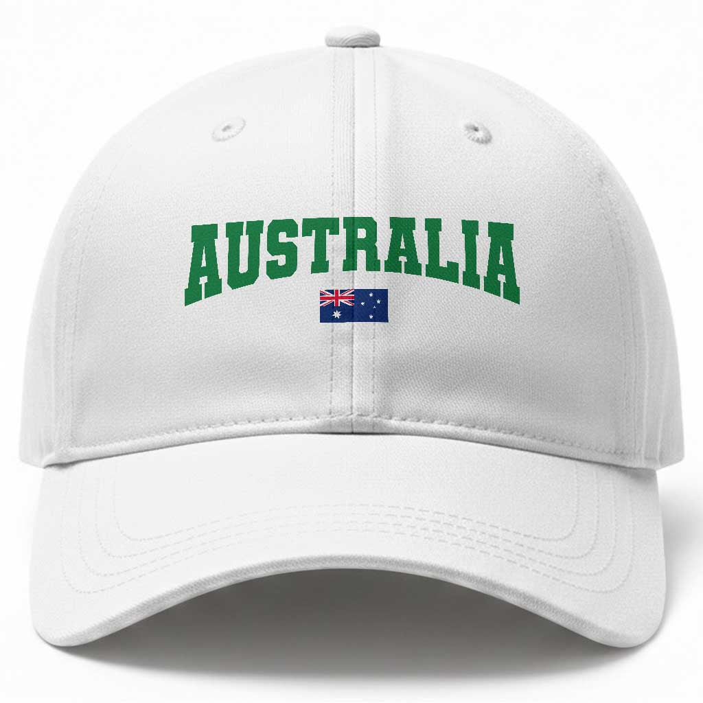 Green Yellow Australia Baseball Cap Down Under Team Australia Flag Varsity Lettering Soccer Fans Football Tournament