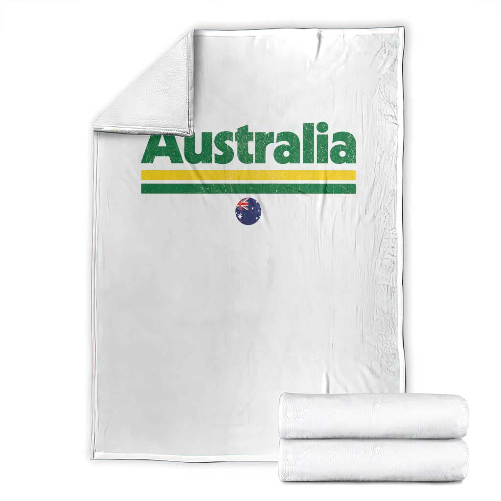 Australia Fan Throw Blanket Retro Vintage Flag Green Yellow Country Pride Distressed Graphic