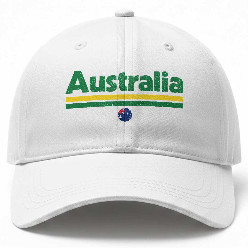 Australia Fan Baseball Cap Retro Vintage Flag Green Yellow Country Pride Distressed Graphic