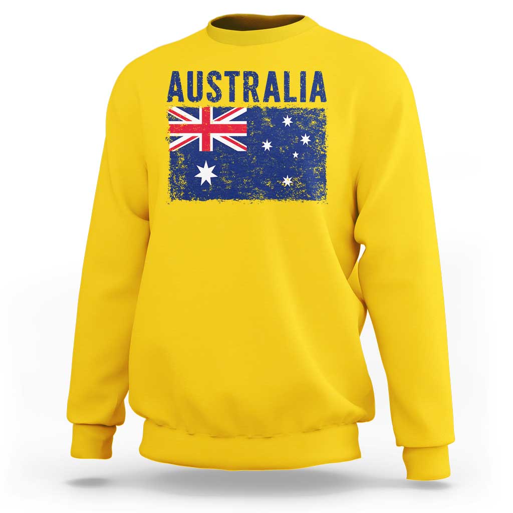 Vintage Australia Flag Sweatshirt Distressed Patriotic Country Pride Graphic