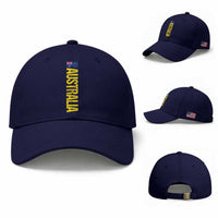 Australia Flag Baseball Cap Patriotic Country Pride Vertical Text Graphic