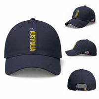Australia Flag Baseball Cap Patriotic Country Pride Vertical Text Graphic