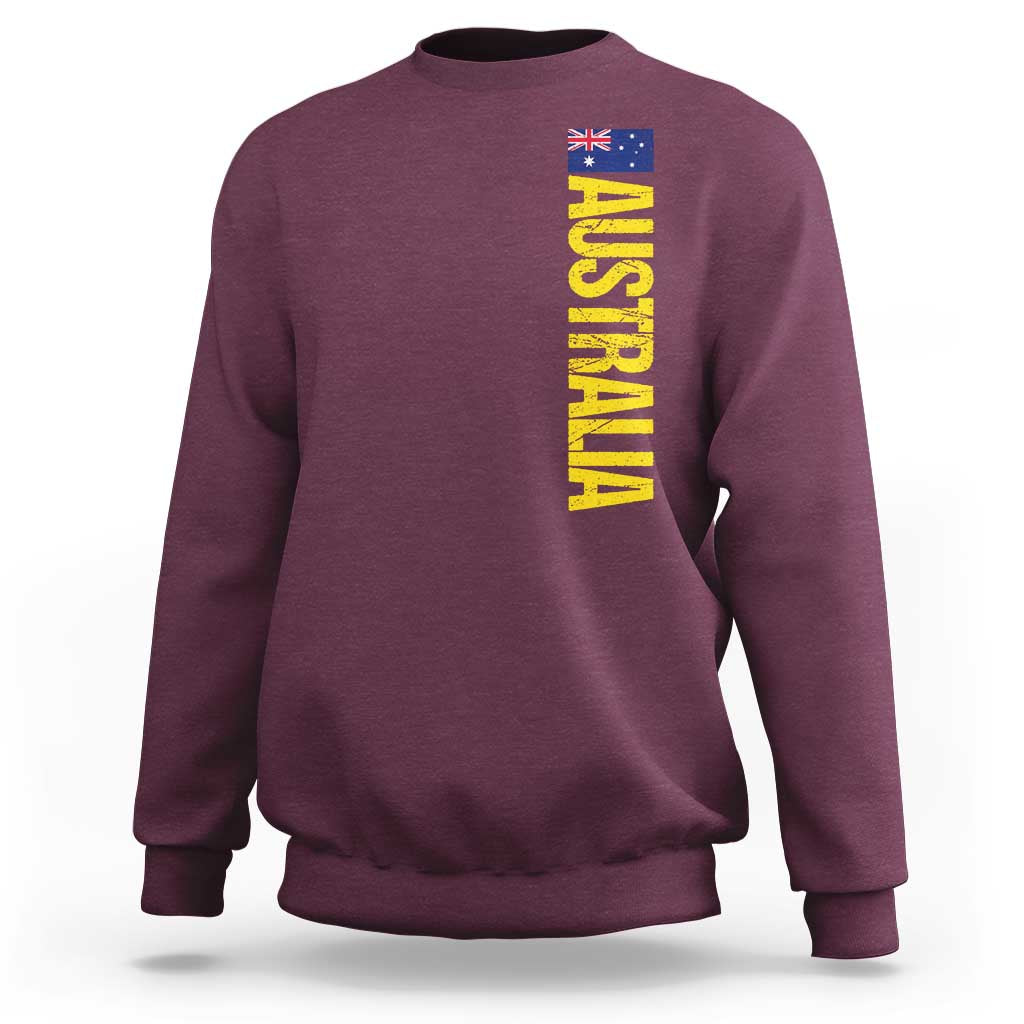 Australia Flag Sweatshirt Patriotic Country Pride Vertical Text Graphic