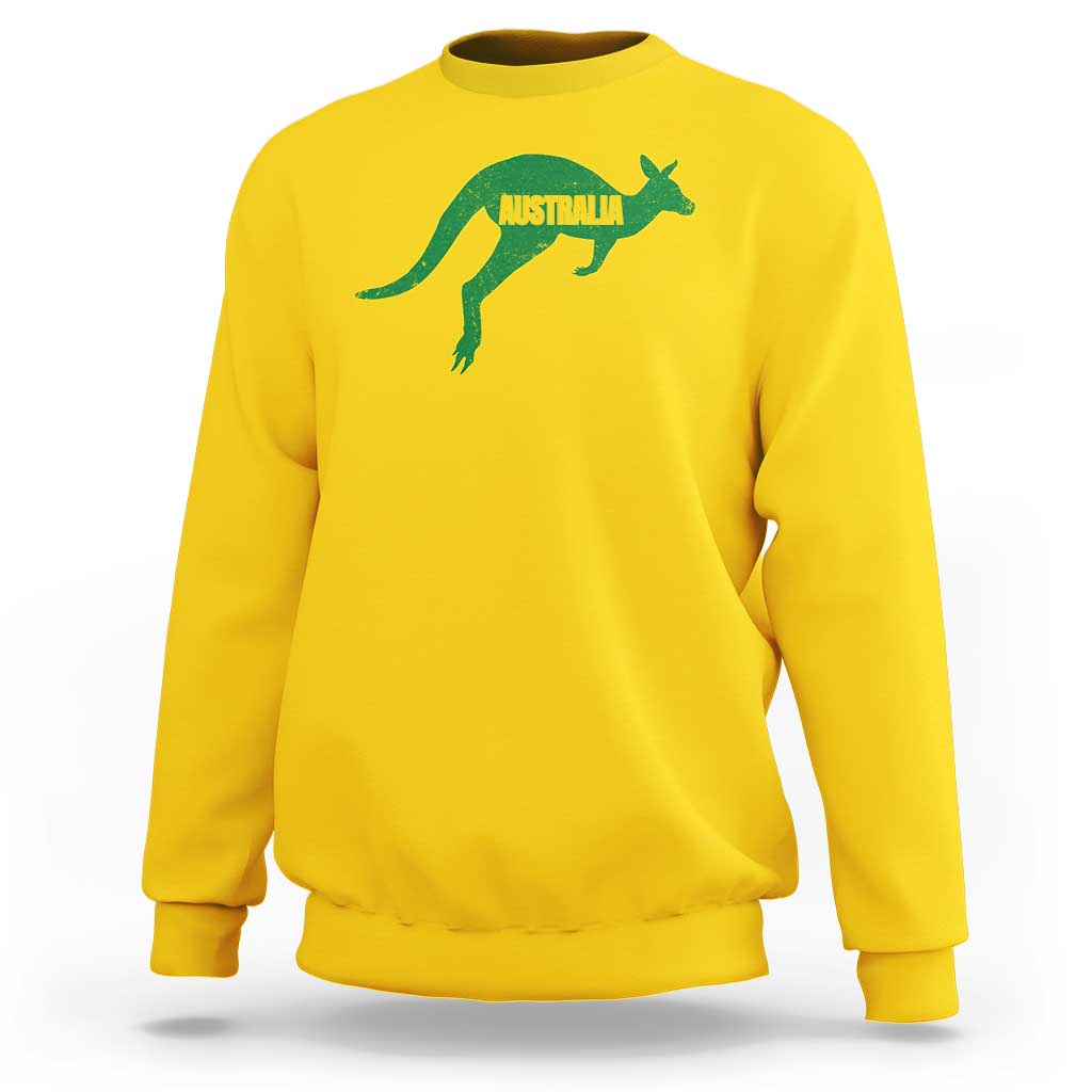 Vintage Kangaroo Australia Sweatshirt Patriotic Country Pride Graphic Aussie Roo Kangaroo