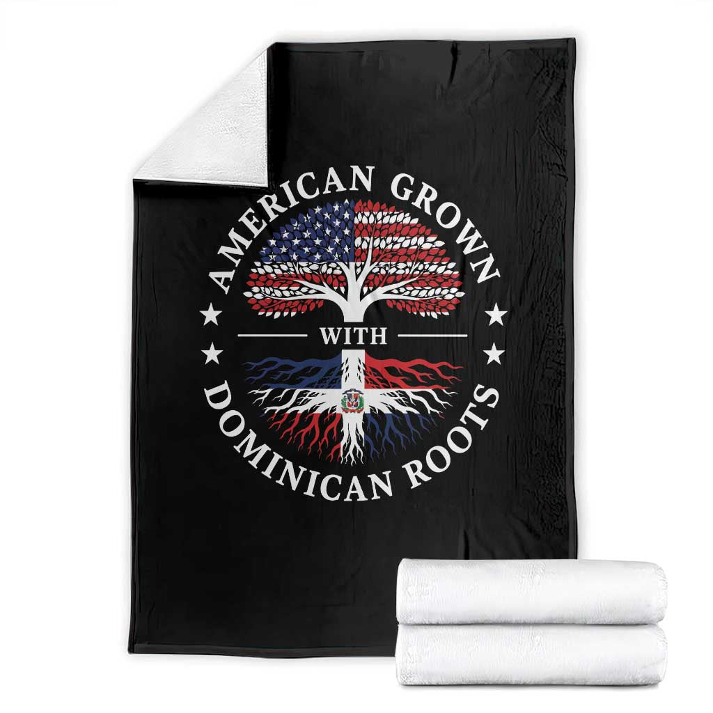 American Grown With Dominican Roots Throw Blanket USA Dominican Republic Heritage Pride Gift