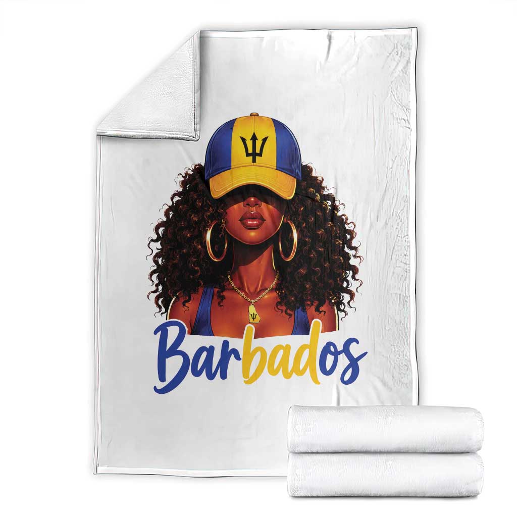Bajan Girl Throw Blanket Barbados Flag Caribbean Heritage Pride Graphic Gift