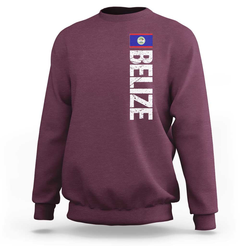 Belize Flag Sweatshirt Distressed Central American Pride Heritage Gift