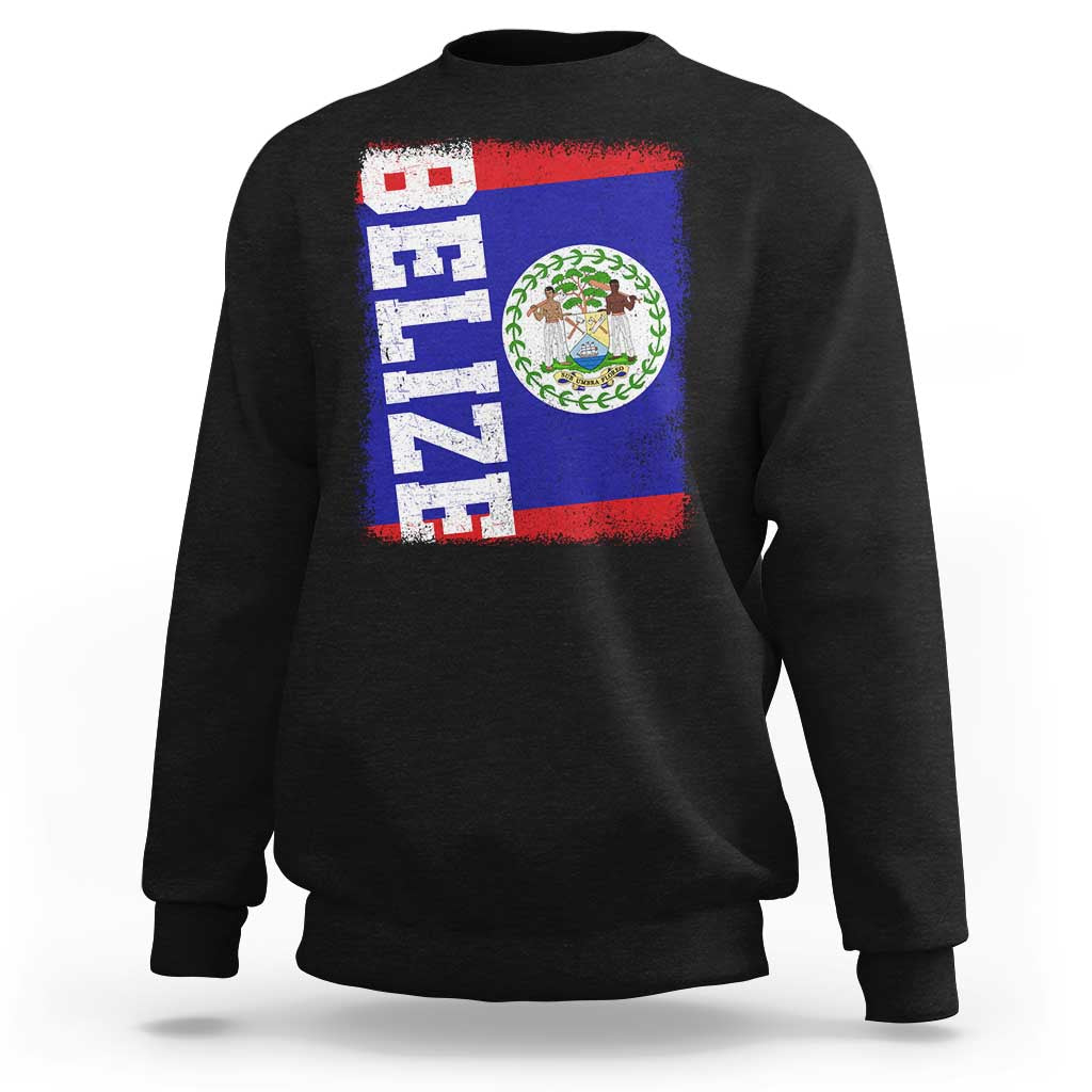 Vintage Belize Sweatshirt Distressed Flag Central American Pride Heritage Gift